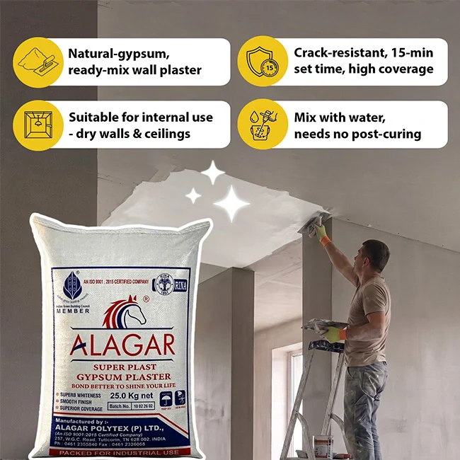 Alagar Super Plast Gypsum Plaster, 25 Kg Bag - Image 2
