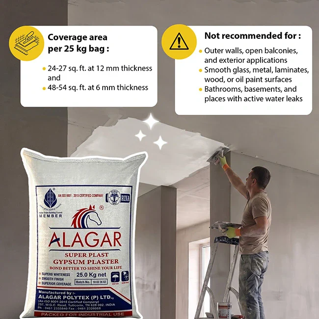 Alagar Super Plast Gypsum Plaster, 25 Kg Bag - Image 3