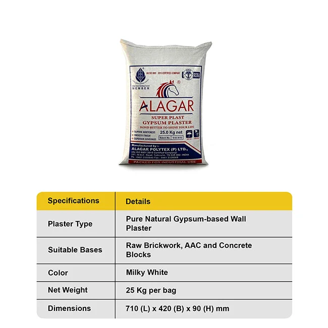 Alagar Super Plast Gypsum Plaster, 25 Kg Bag - Image 5