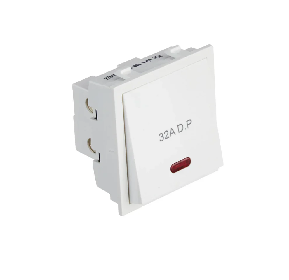 Anchor Roma 32A DP Power Switch with Indicator, 1 Way, White, 2 Module