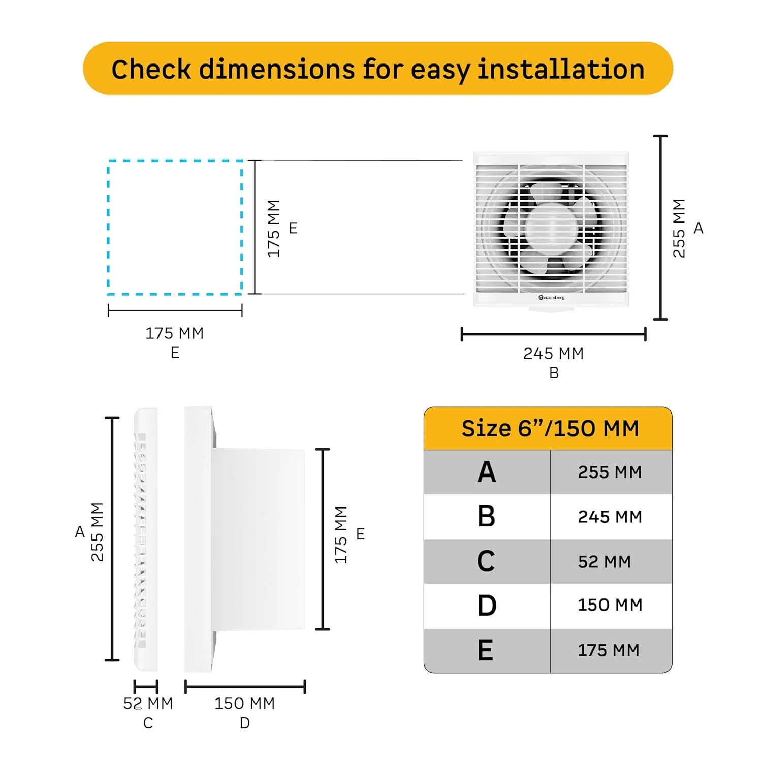 Atomberg Efficio 150mm BLDC Exhaust Fan, 13W, Gloss White - Image 3