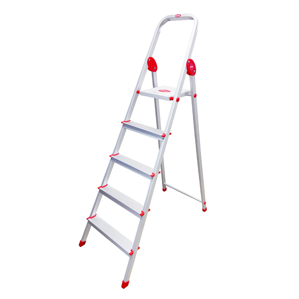 Bathla Arize 5-Step Foldable Aluminium Ladder, 3.6 feet (110 cm)