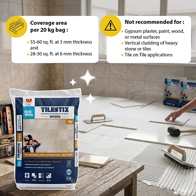 Birla White TX1 Tile Adhesive, White, 20 kg Bag - Image 2