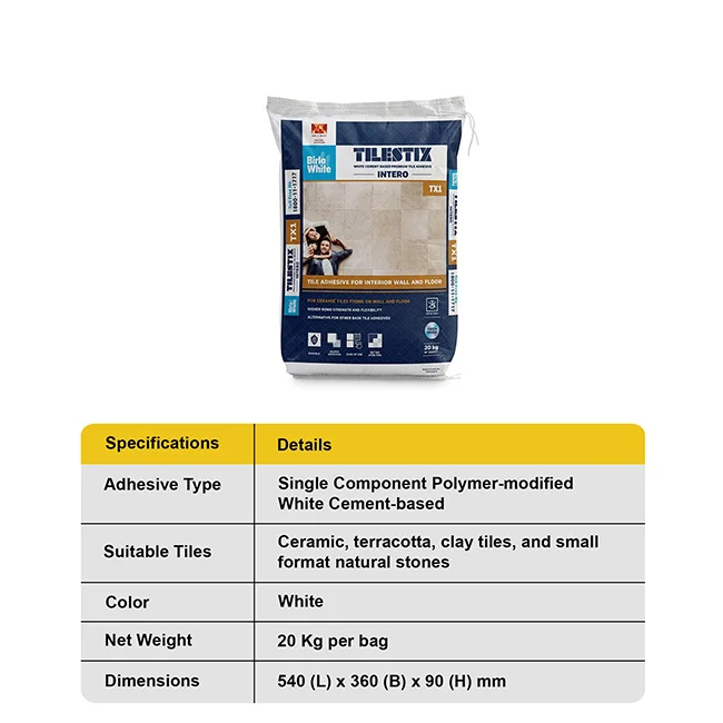 Birla White TX1 Tile Adhesive, White, 20 kg Bag - Image 5