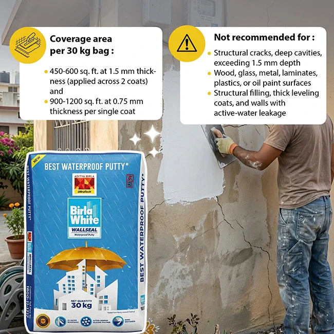 Birla White WallSeal Waterproof Putty, 30 Kg Bag - Image 3