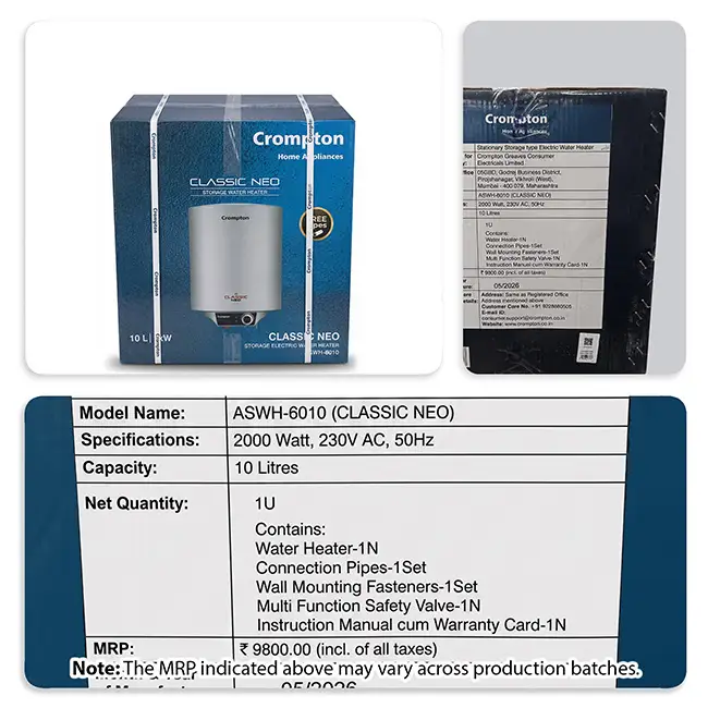 Crompton Classic Neo, 2000W Storage Water Heater - Image 3