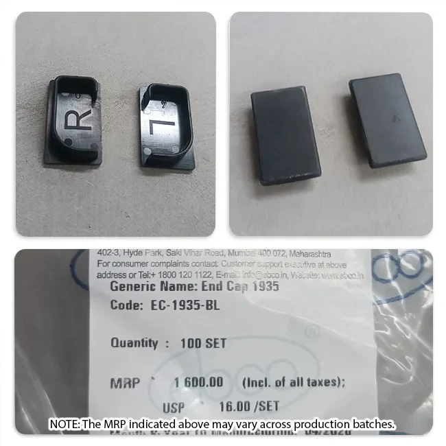 Ebco Aluminium Profile Shutter Handle End Cap, EC-1935-AB, Anodised Black, L+R Set - Image 2