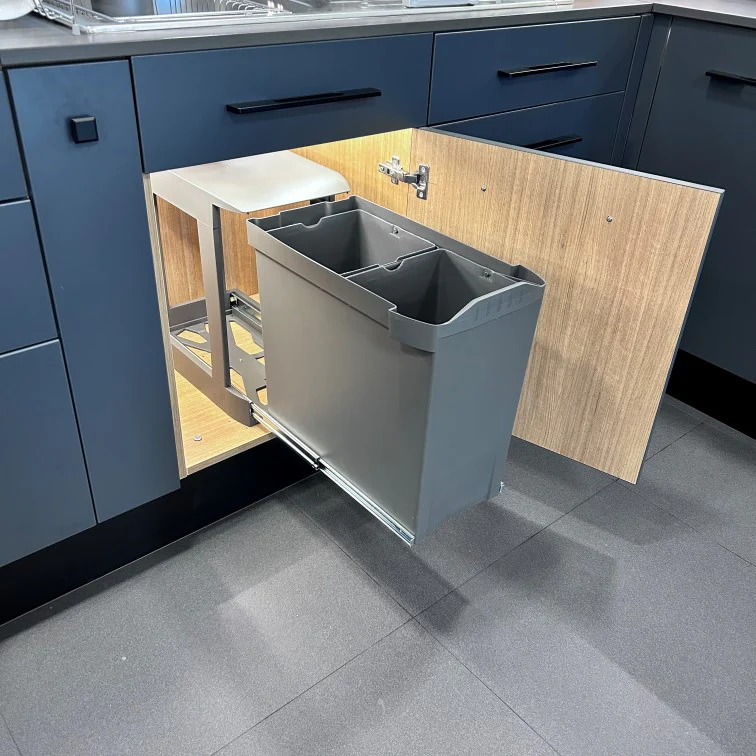Ebco Auto Pull Out Waste Bin, Auto Open on Shutter Open, 28L Capacity, 2 X 14L Separate Bins, APDWB-28 - Image 2