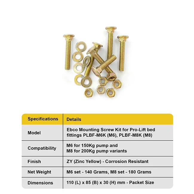 Ebco Mounting Screw Kit for Pro-Lift Bed Fittings - Image 4