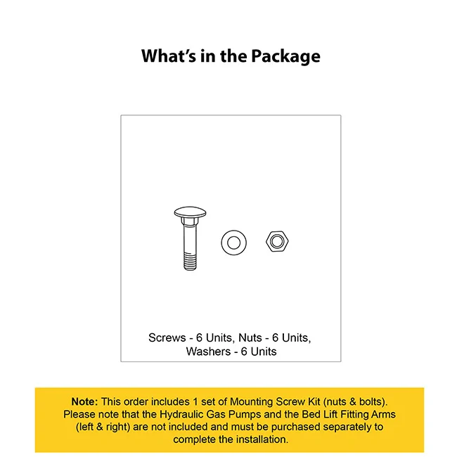 Ebco Mounting Screw Kit for Pro-Lift Bed Fittings - Image 5