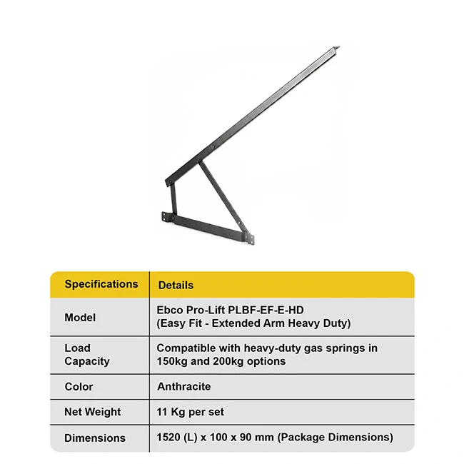 Ebco Pro Lift Bed Fitting - Extended Arm Set, Heavy Duty, PLBF-EF-E-HD - Image 4