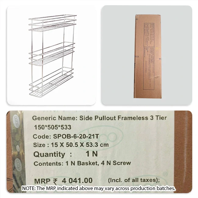 Ebco Side Pullout, Frameless, SS304 - Image 6