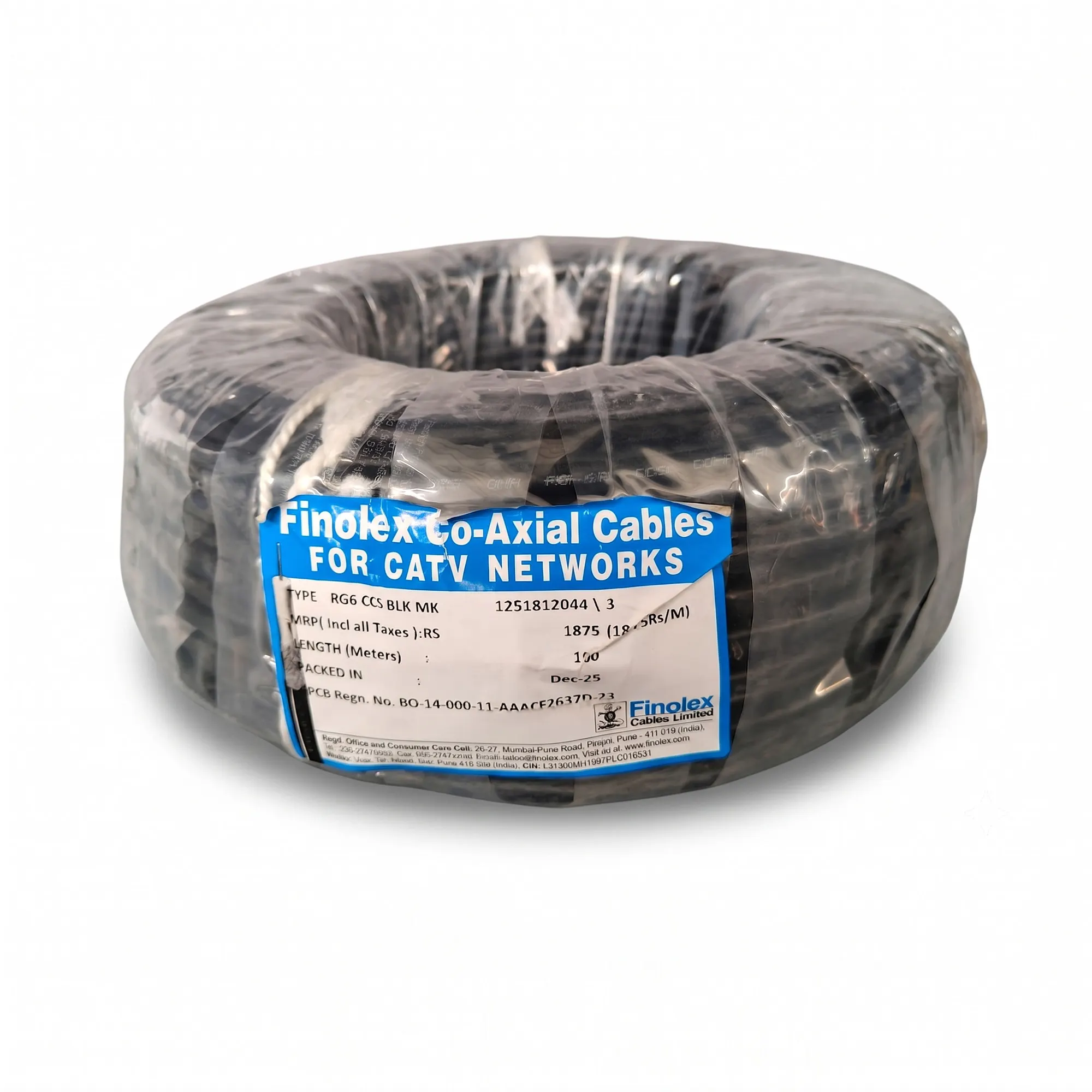 Finolex RG-6 CCS Axial Cable, 100m