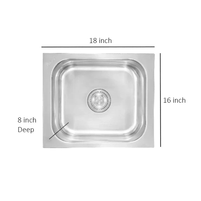 Futura Dura Single Bowl Square Series Stainless Steel Sink - Image 2