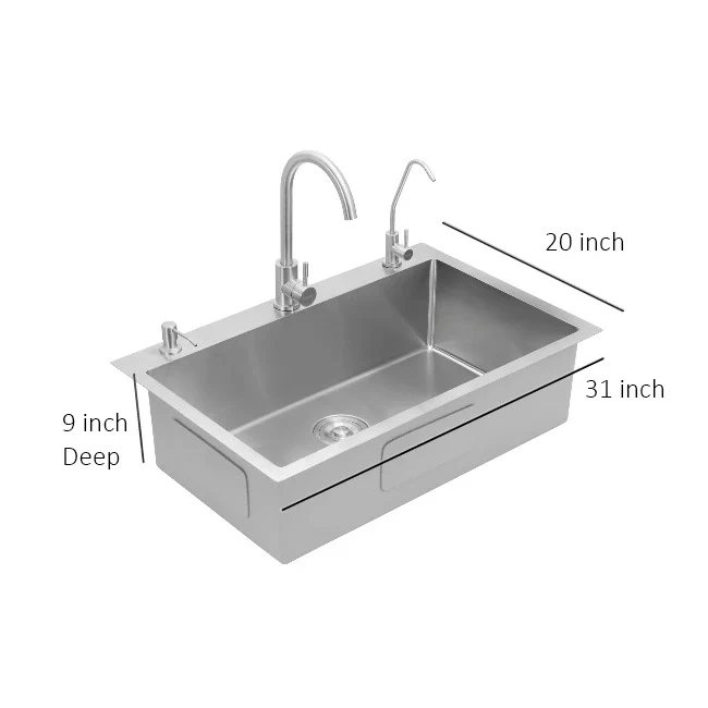 Futura FS 3120 Hand Carved Series Sink, Stainless Steel, 31" X 20" X 9" - Image 2