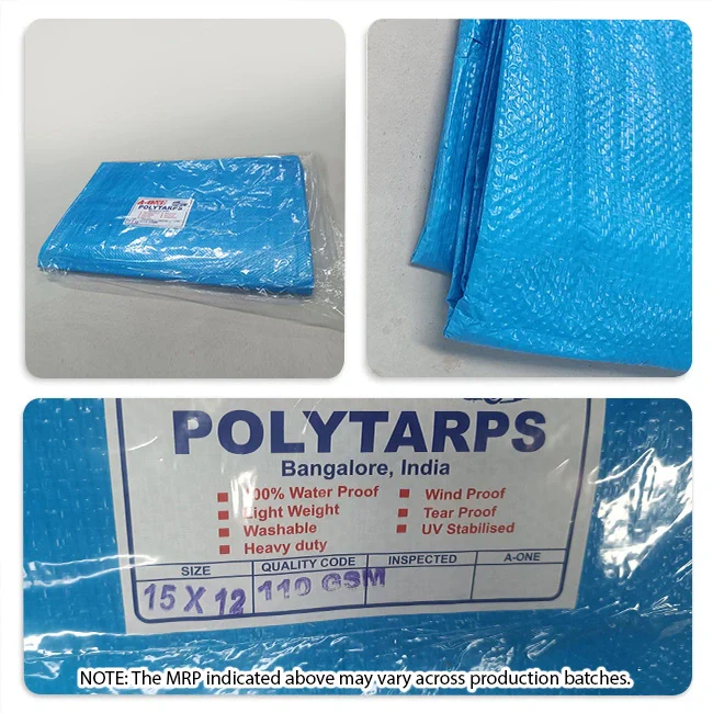 Generic Blue Tarpaulin (Tirpal), 110 GSM, 15 x 12 Feet, Waterproof Protective Sheet - Image 2