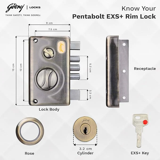 Godrej Pentabolt EXS+ 1CK Deadbolt - Image 4