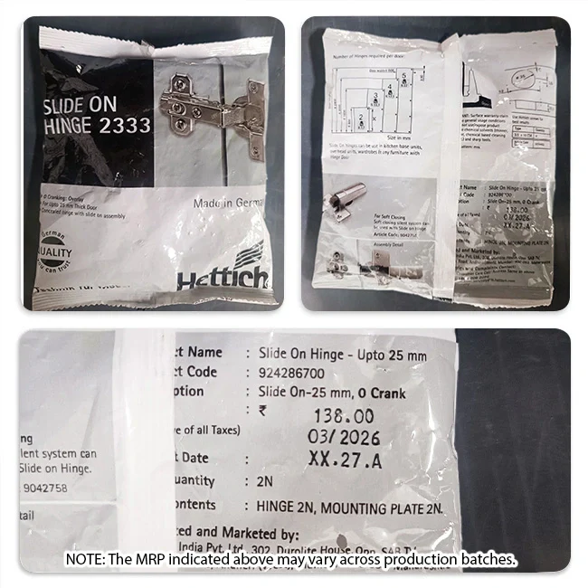 Hettich Slide On 2333 Regular Close Hinges, 1 Set (2 Nos) - Image 7