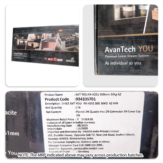 Hettich AvanTech Tandem Box Anthracite, 500mm, 30Kg, Full Set - Image 8