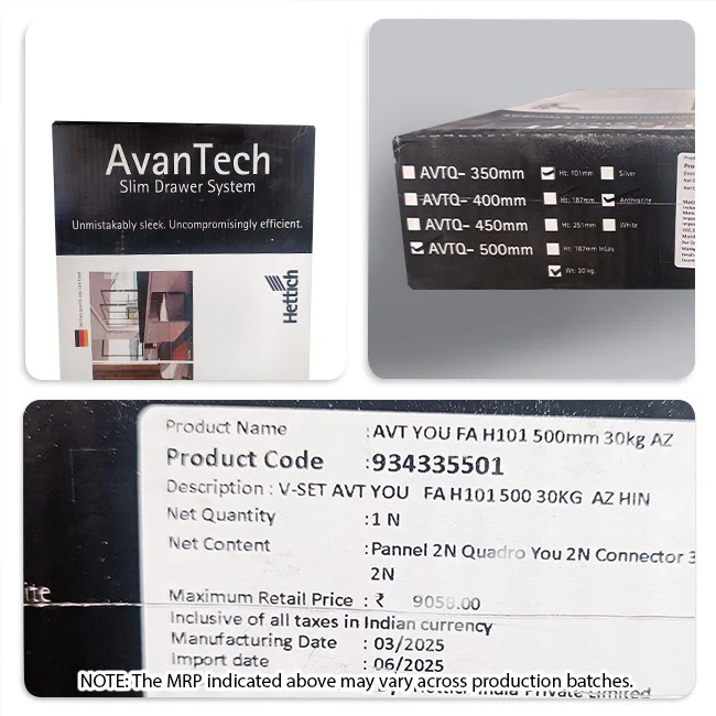 Hettich AvanTech Tandem Box Anthracite, 500mm, 30Kg, Full Set - Image 9