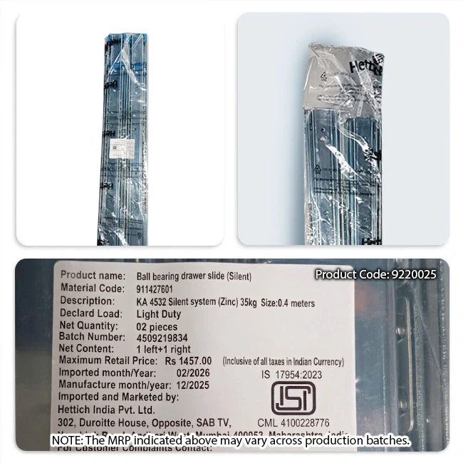 Hettich KA 4532 German Telescopic Channel, Soft Close, 35kg, Zinc - Image 10