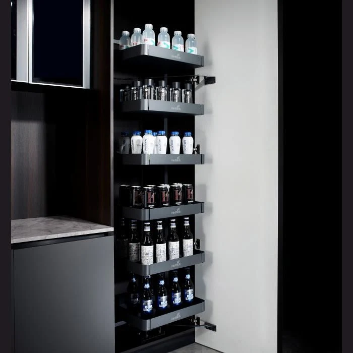 Hettich Larder 6 Tier Frame with Baskets (Pantry Unit), 50Kg, 600mm