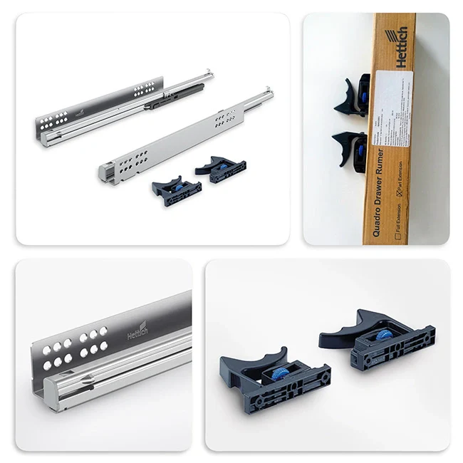 Hettich Quadro-V6 Drawer Runners, Full Extension, 30 Kgs Capacity, Silent System - Image 3