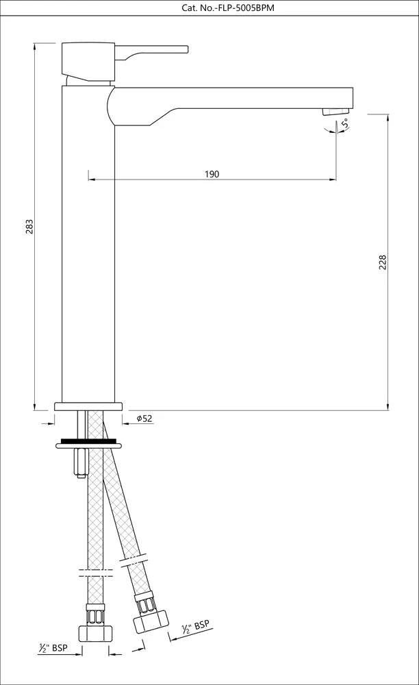 Jaquar Florentine Prime Basin Mixer (Single Lever Tall Boy) - Image 2
