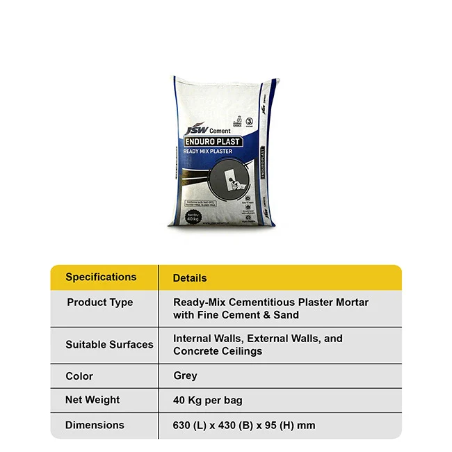 JSW Enduro Plast Ready Mix Plaster, 40 Kg Bag - Image 5