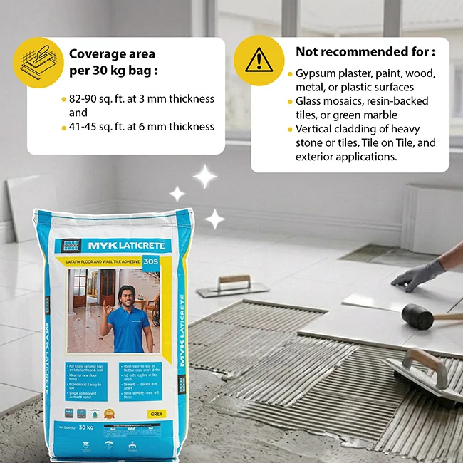 MYK Laticrete 305 Tile Adhesive, Grey, 30 Kg Bag - Image 3