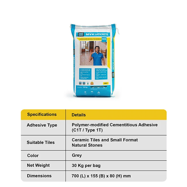 MYK Laticrete 305 Tile Adhesive, Grey, 30 Kg Bag - Image 5