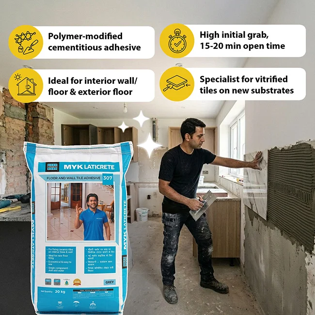 MYK Laticrete 307 Ceramic Tile Adhesive, Grey, 20 Kg Bag - Image 2