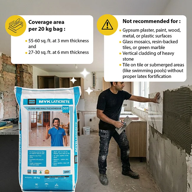 MYK Laticrete 307 Ceramic Tile Adhesive, Grey, 20 Kg Bag - Image 3