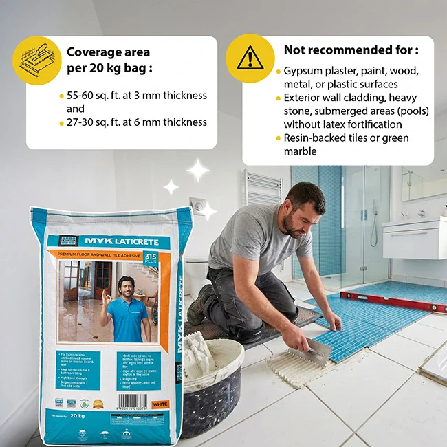 MYK Laticrete 315 Plus Tile Adhesive, White, 20 Kg Bag - Image 3