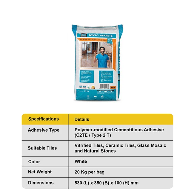 MYK Laticrete 315 Plus Tile Adhesive, White, 20 Kg Bag - Image 5
