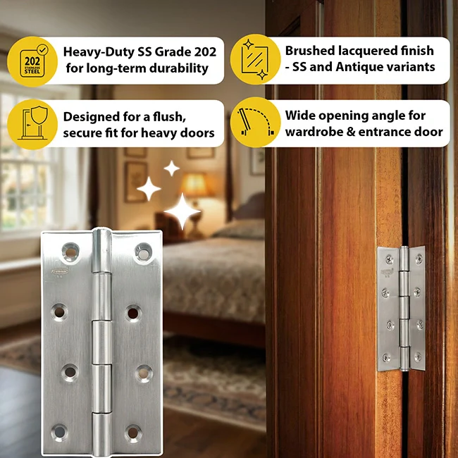 Premium Door Butt Hinges, Stainless Steel - Image 2