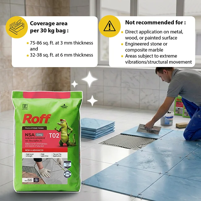 Roff T02 NSA Tile Adhesive, Grey, 30 Kg Bag - Image 3
