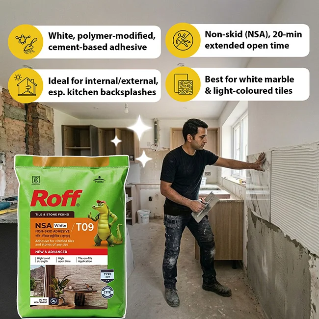 Roff T09 NSA Tile Adhesive, White, 20 Kg Bag - Image 2