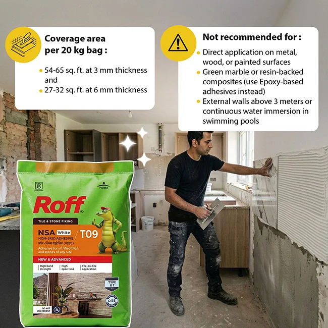 Roff T09 NSA Tile Adhesive, White, 20 Kg Bag - Image 3