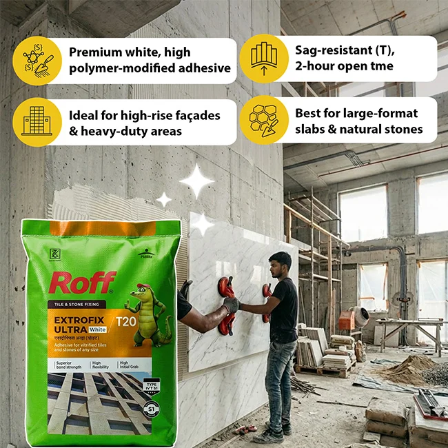 Roff T20 Extrofix Ultra Tile Adhesive, White, 20 Kg Bag - Image 2