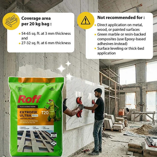 Roff T20 Extrofix Ultra Tile Adhesive, White, 20 Kg Bag - Image 3